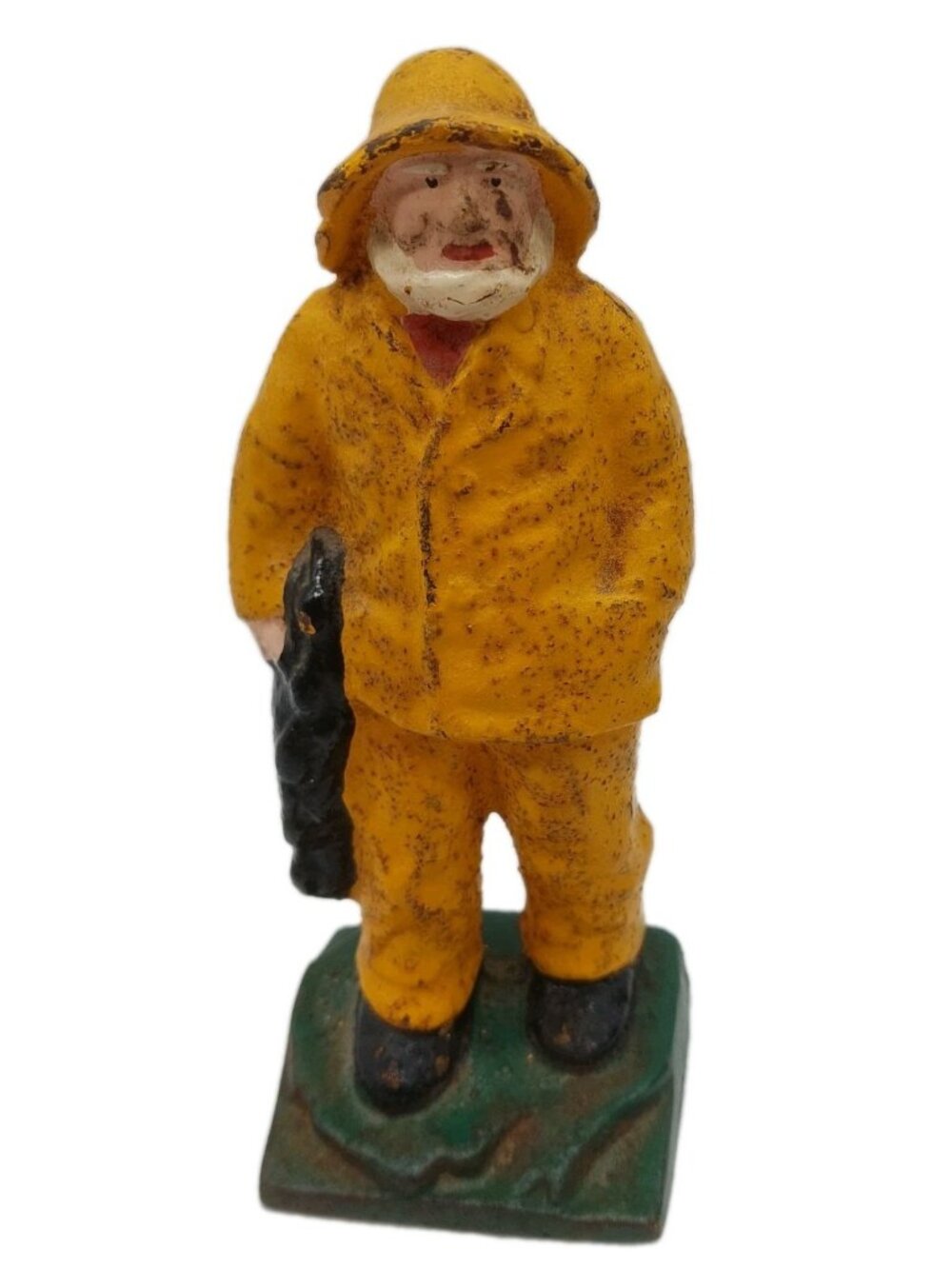 Old Salt Fisherman With Net Cast Iron Doorstop Figurine 6-1/2" Vintage  READ